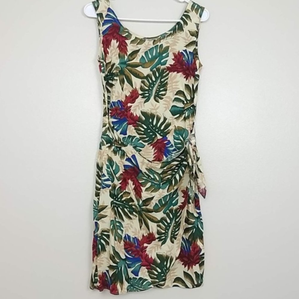 Hilo Hattie Hawaiian Red Ginger Faux Wrap Dress